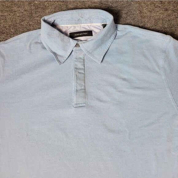 Ermenegildo Zegna Polo Shirt Mens Size M Blue Short Sleeve Cotton Preppy Work Go - Picture 3 of 11